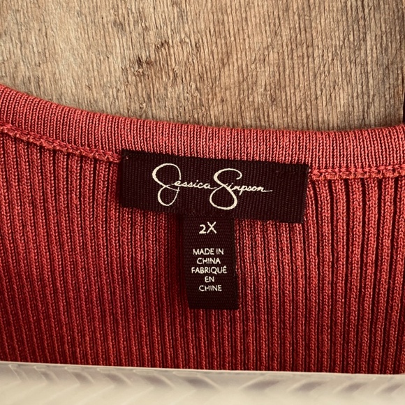 Jessica Simpson Johanna Lace Up Knitted Tank Top in Chili Oil Size 2X - Picture 7 of 11